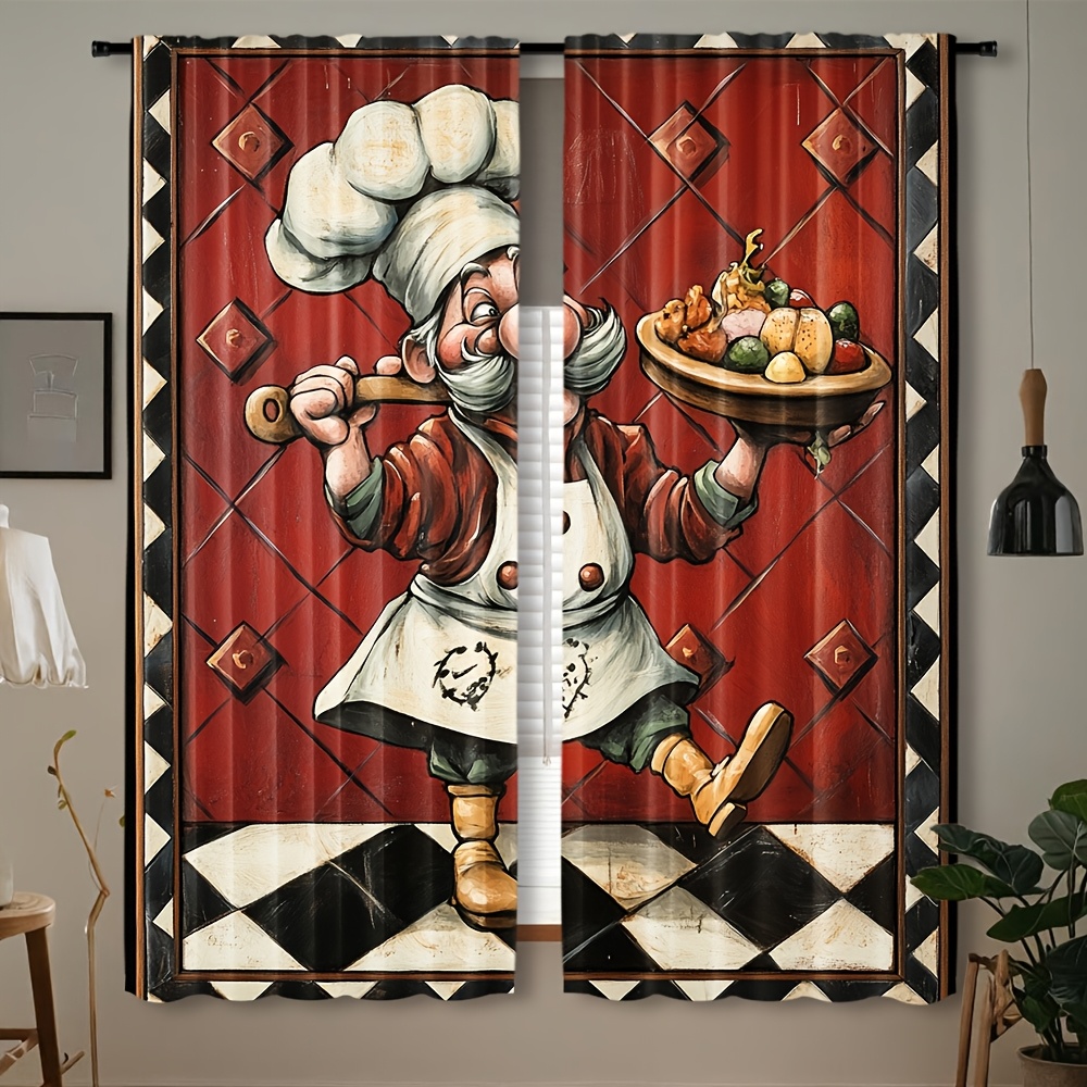 Home Cooking Youtube - ستائر مطبخ مبتكرة بتصميم كرتوني للطهاة،